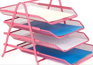 Mesh Metal Desk Organizer With 4 Tier File Rack Letter Tray
