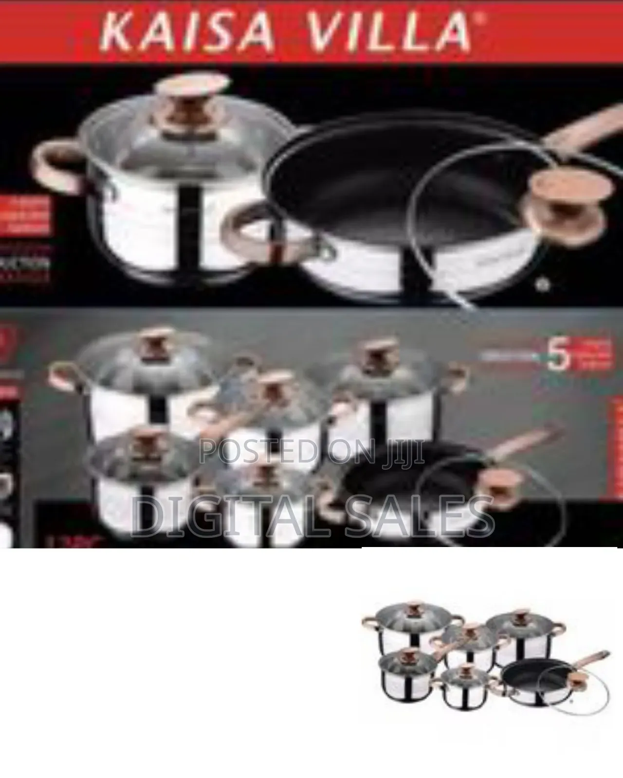 Kaisa Villa 12 Pieces Flash Heavy Stainless Steel Saucepans