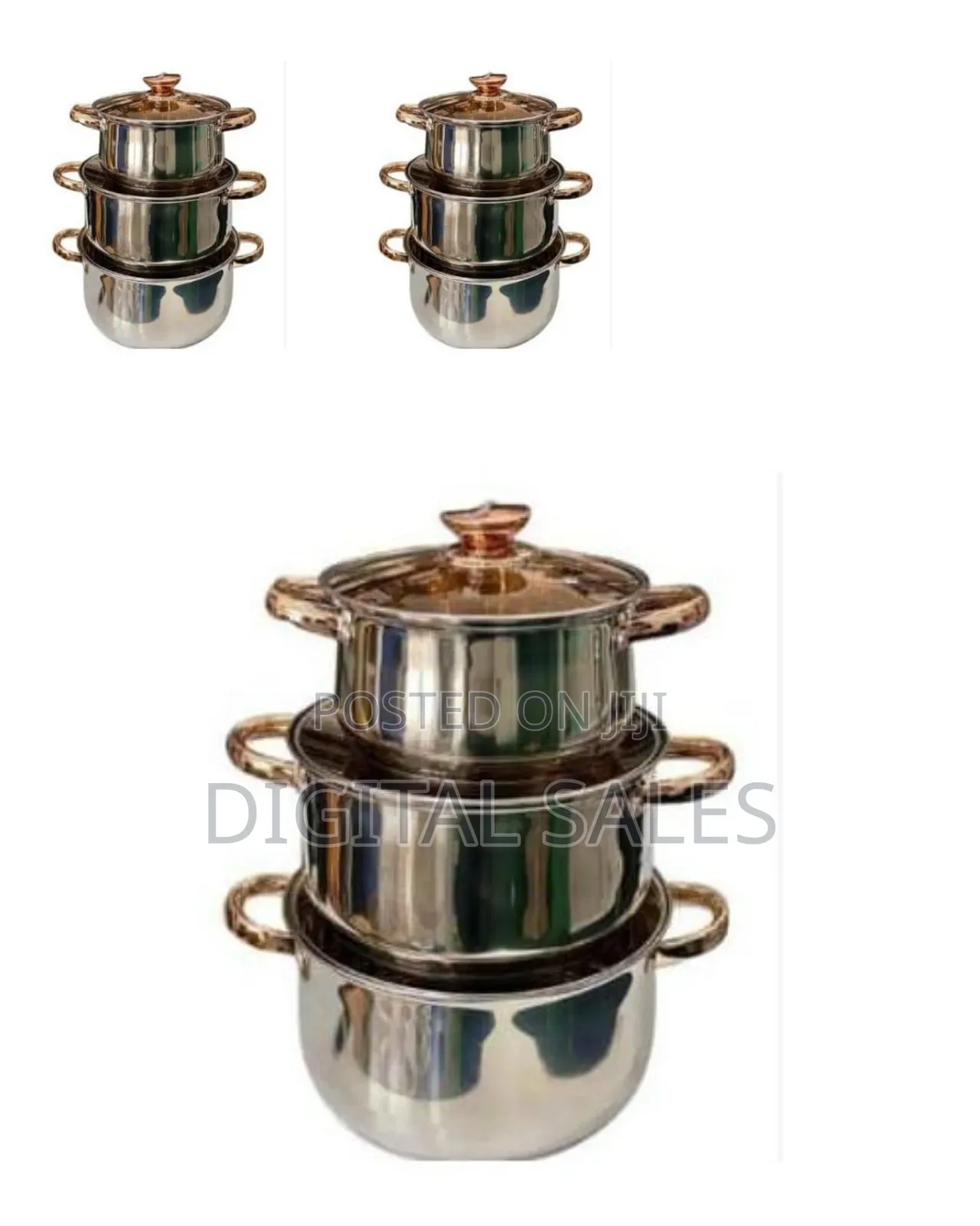 6 Piece of Stainless Steel Saucepans Cookware Soup Pots Serving Dishes