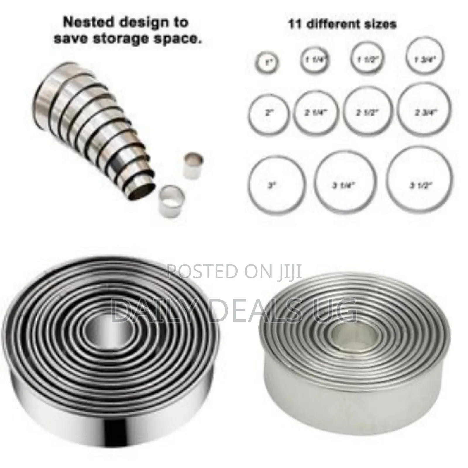 11 Pieces Metal Cookie Cutter Set, Round Stainless Steel