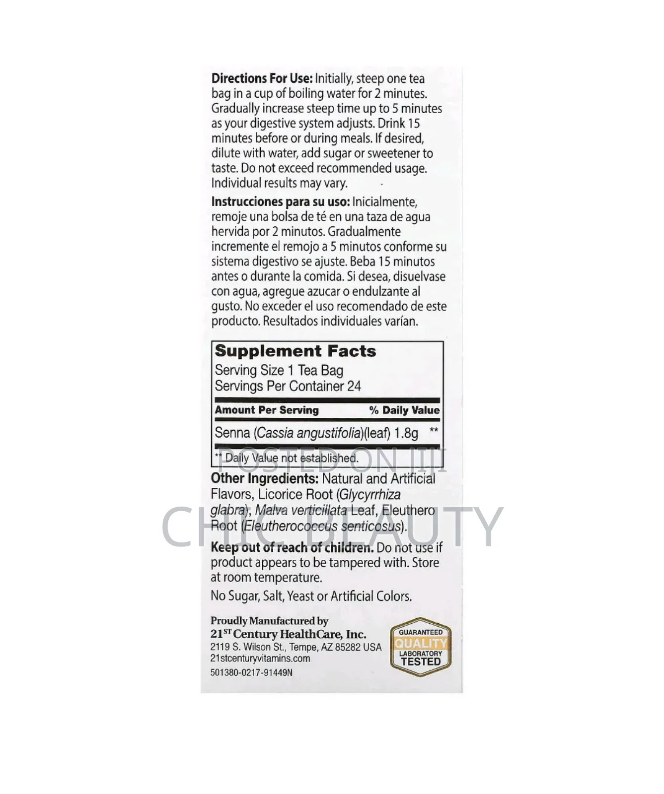 21st Century Peach-Apricot Herbal Slimming Tea 48g, 24 Tea Bags