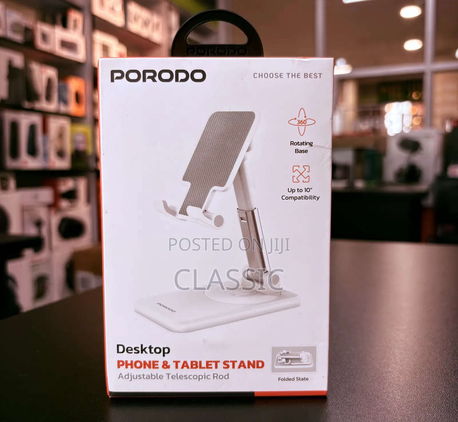 Porodo Desktop Phone Tablet Stand With Adjustable Telescopic Rod