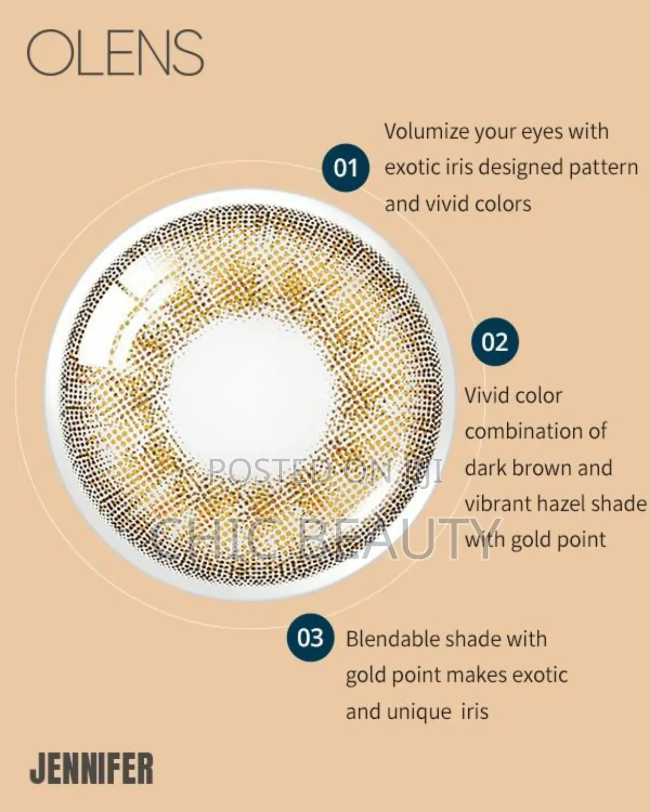 Olens Jennifer Hazel Eye Contact Lenses 1 Month Use 1 Pair