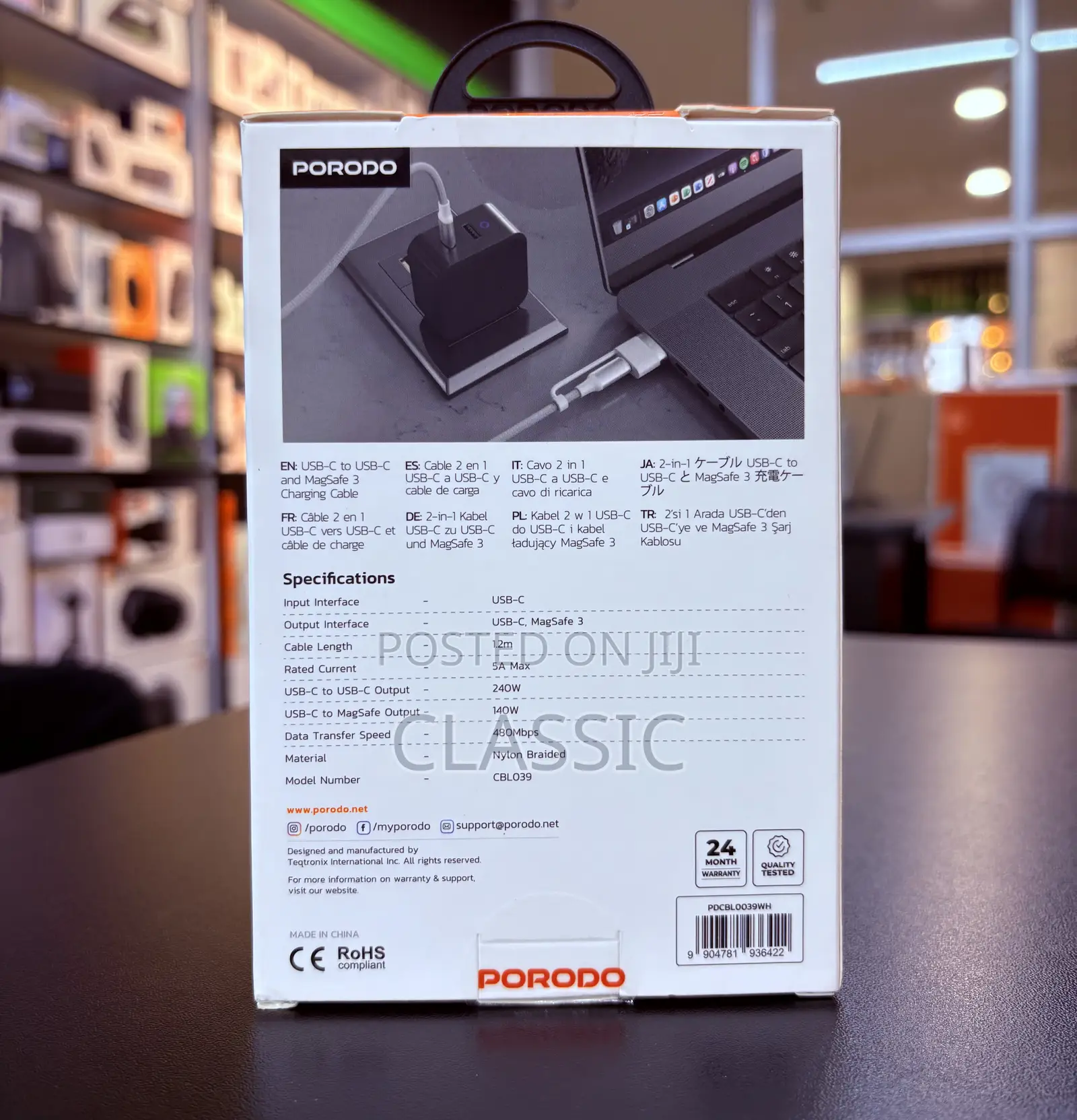 Porodo 2-in-1 Magsafe 3 Charging Cable