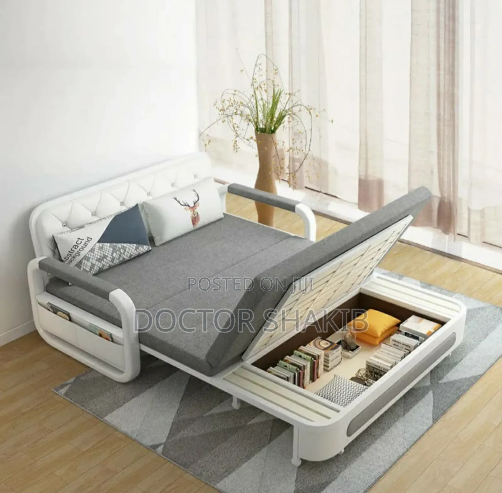 Comfortable 5by6 Double Seater Foldable Sofa Bed With Storage