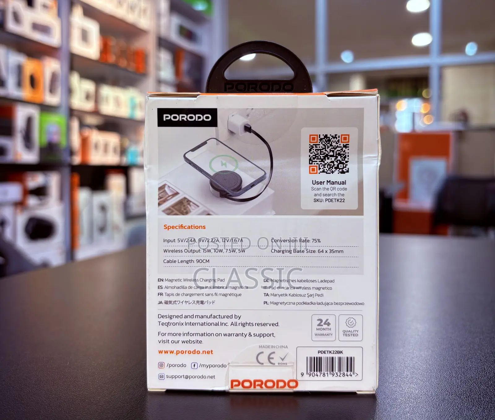 Porodo Wireless Magnetic Pad With Retractable Type-C Output