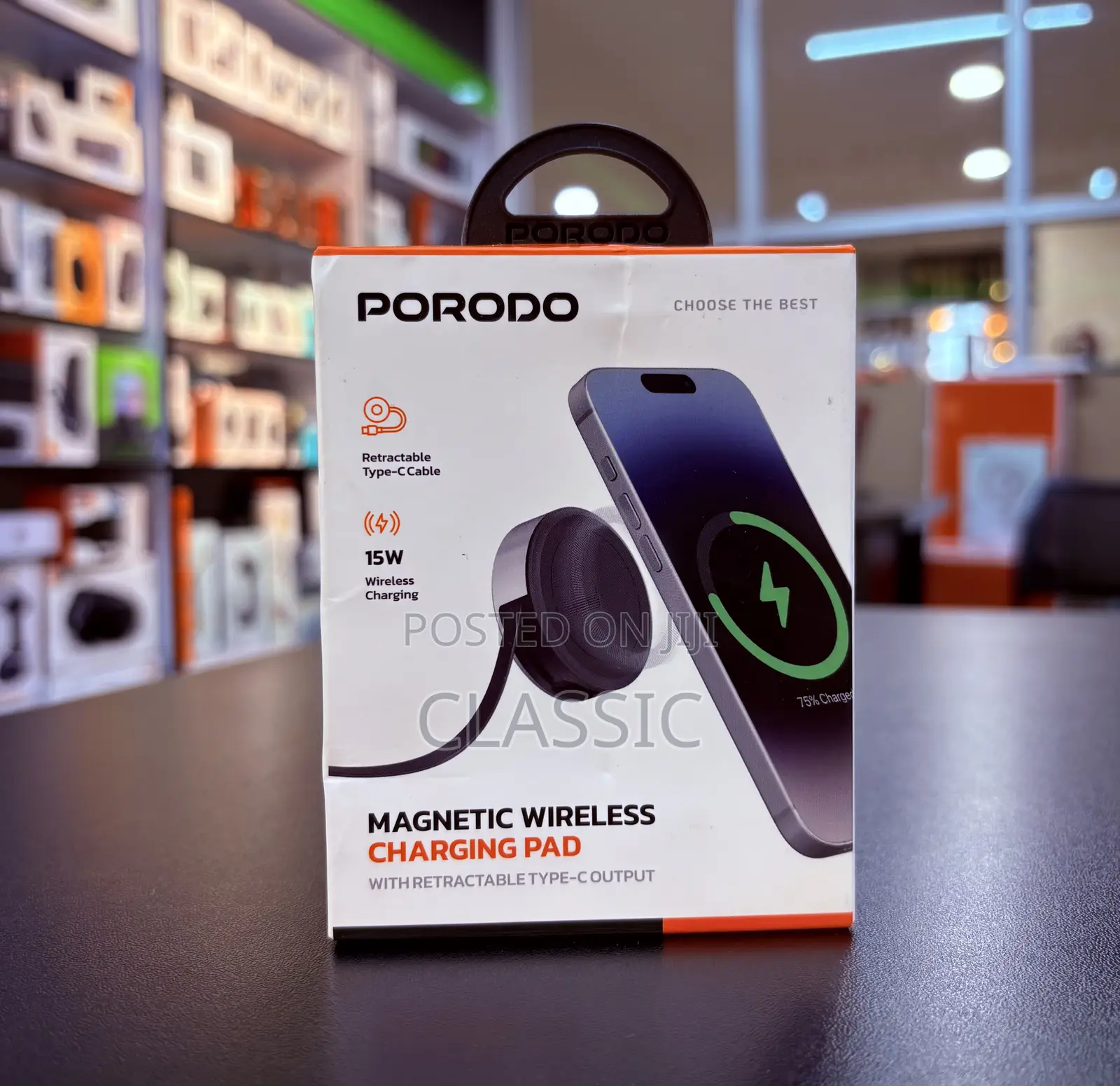 Porodo Wireless Magnetic Pad With Retractable Type-C Output