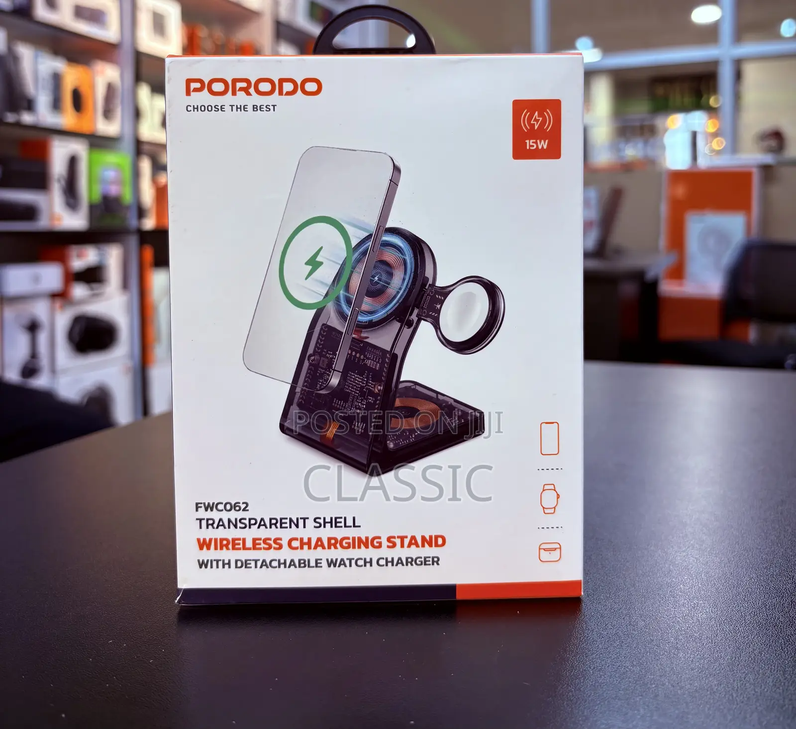 Porodo Transparent Shell Wireless Charging Stand