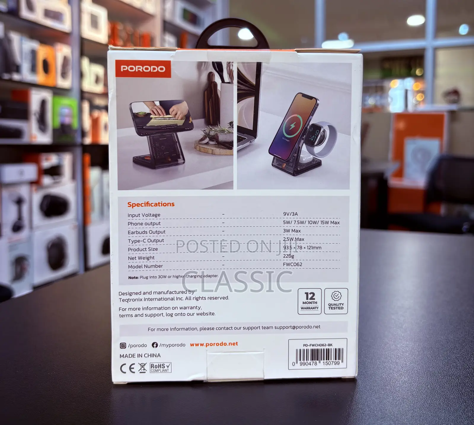 Porodo Transparent Shell Wireless Charging Stand