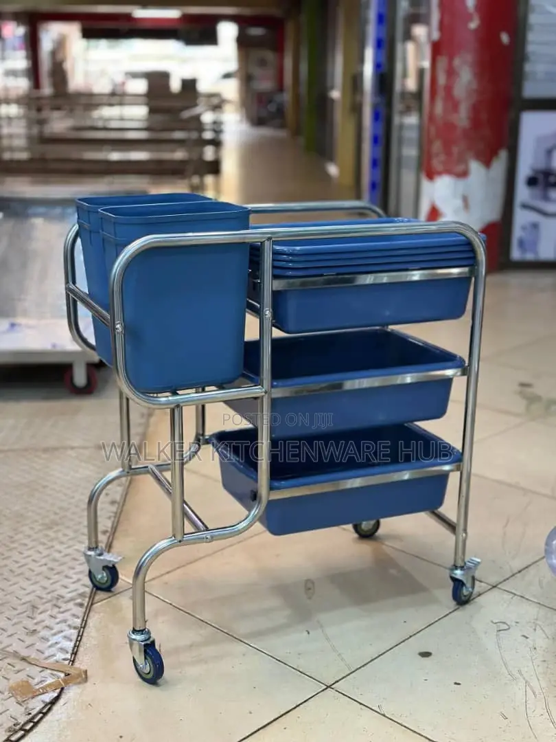 3 -Tier Commercial Cutlery Organiser Stainless Steel Bussing Trolley