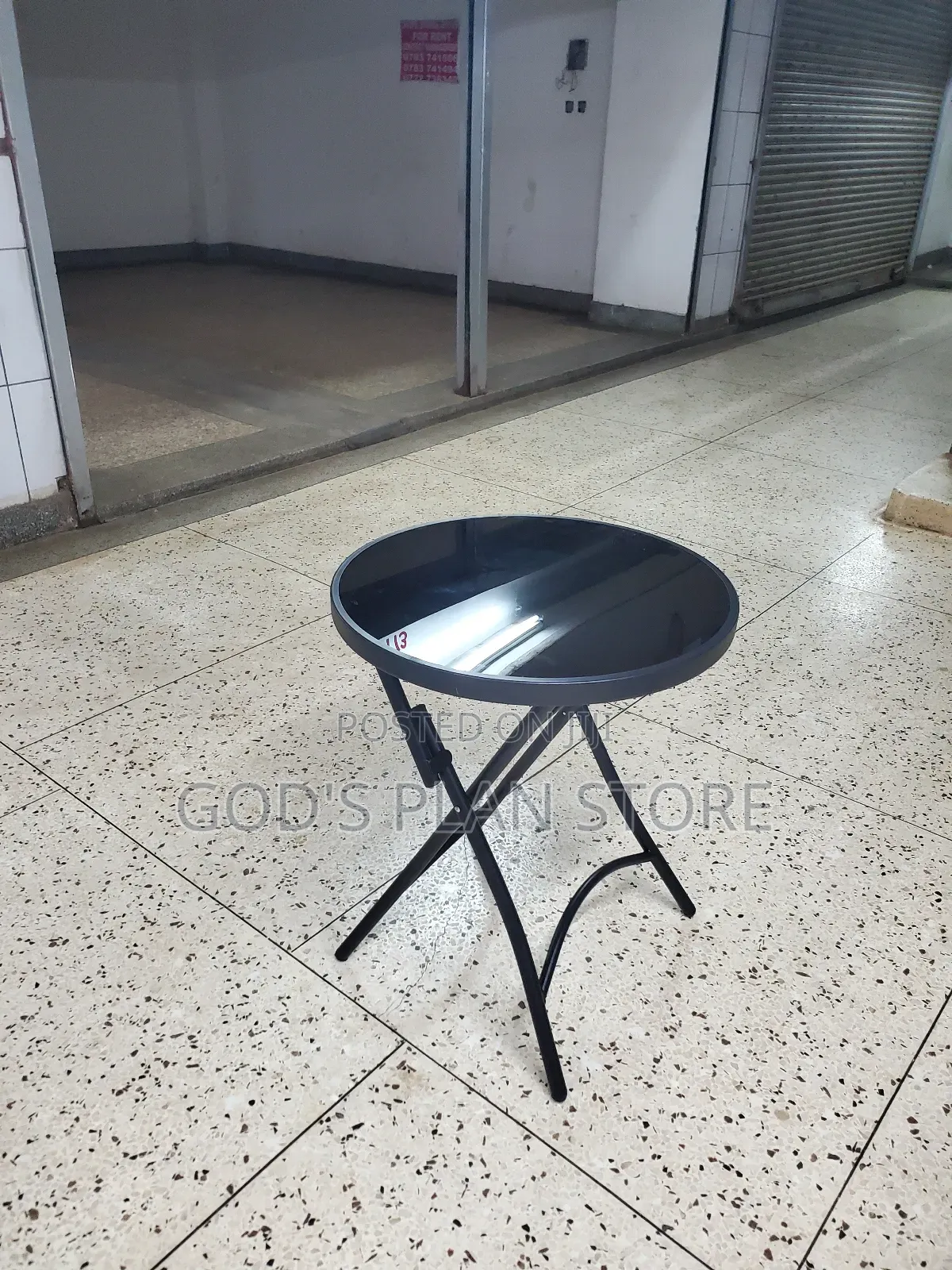Foldable Dining Glass Table Black