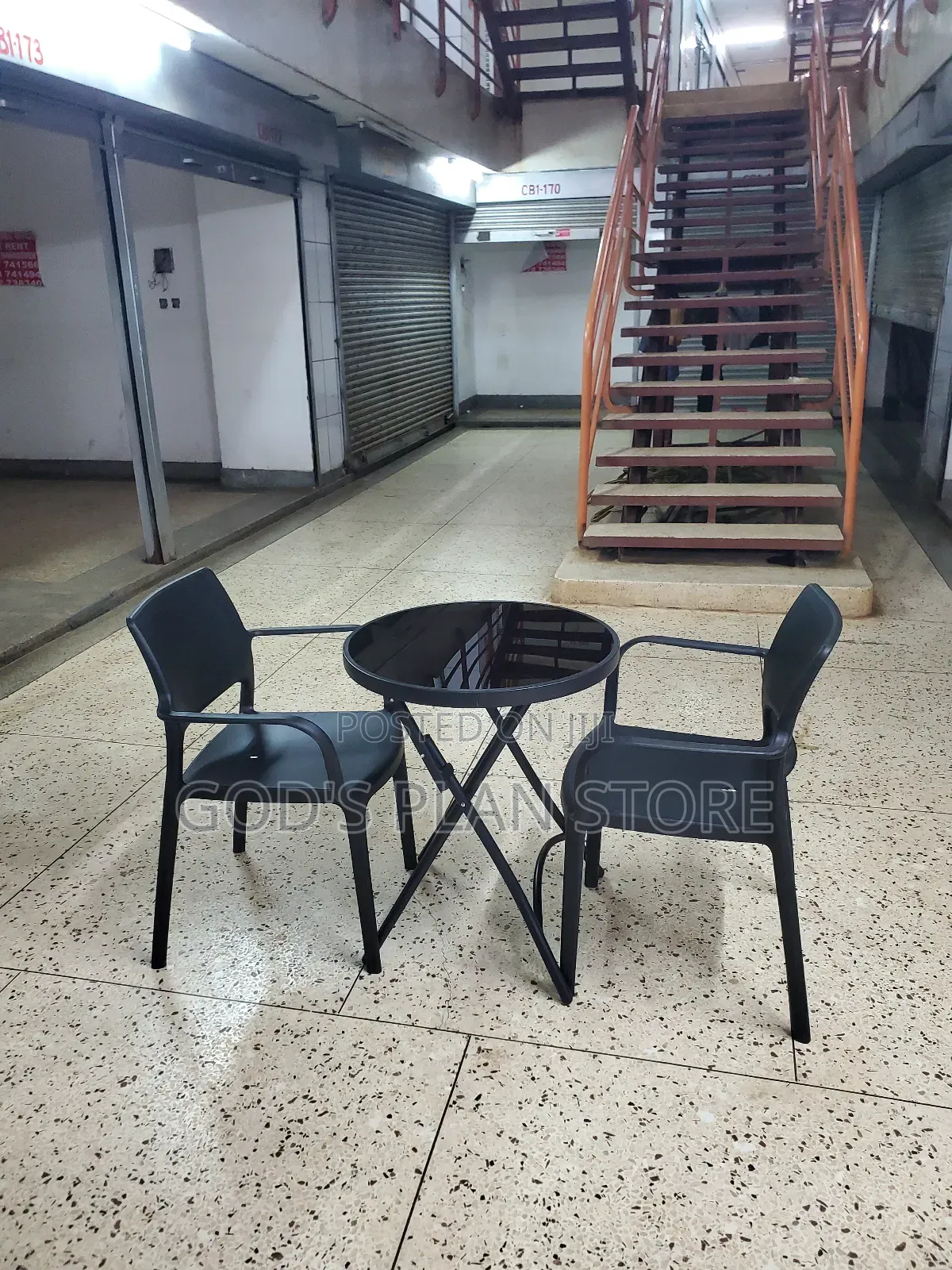 Dining Plastic Chairs and Folding Glass Table