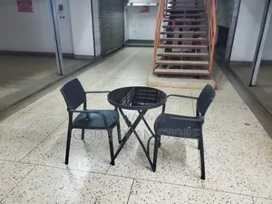 Dining Plastic Chairs and Folding Glass Table