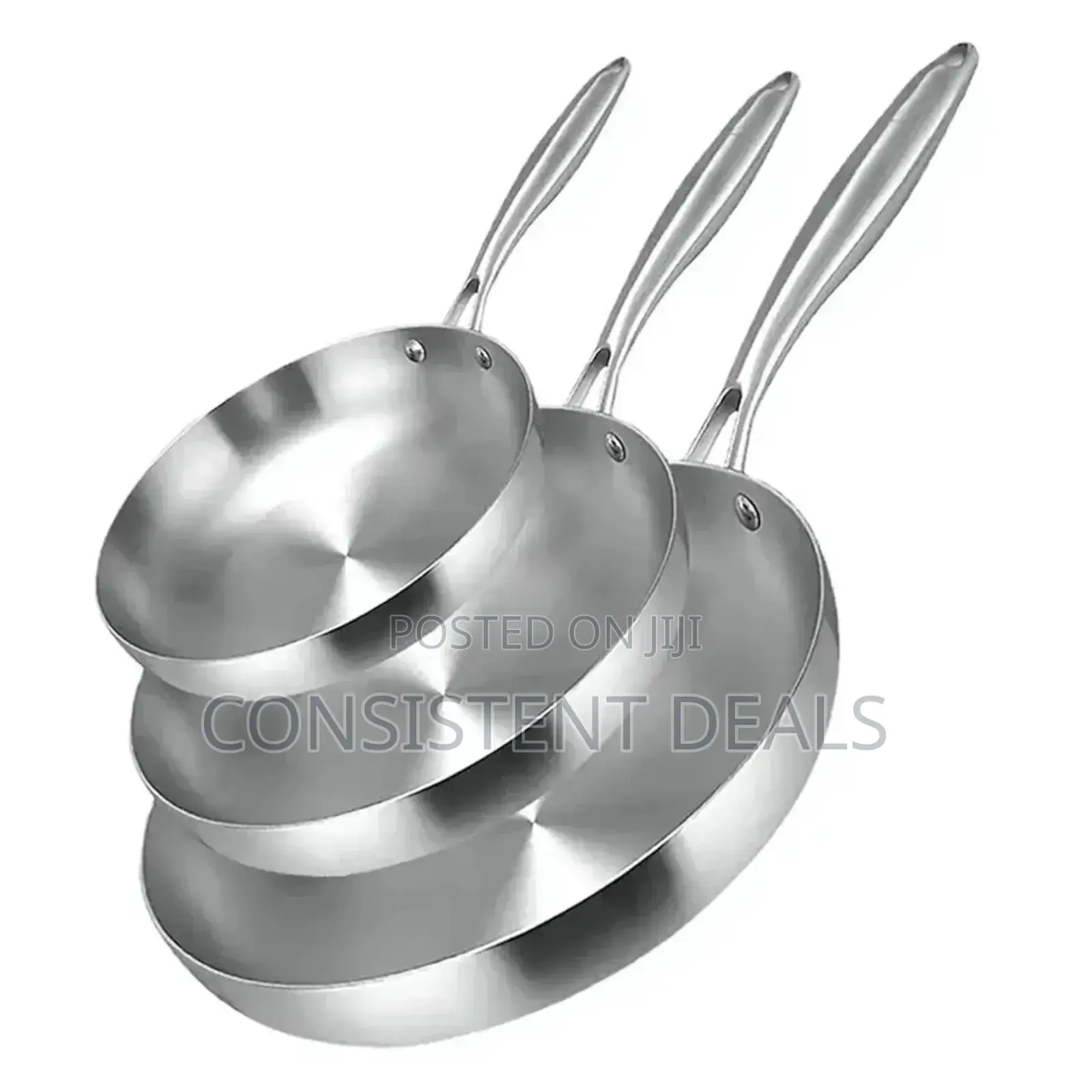 24/26/28cm Frying Pan 304 Stainless Steel 2mm Thick Wok Pan