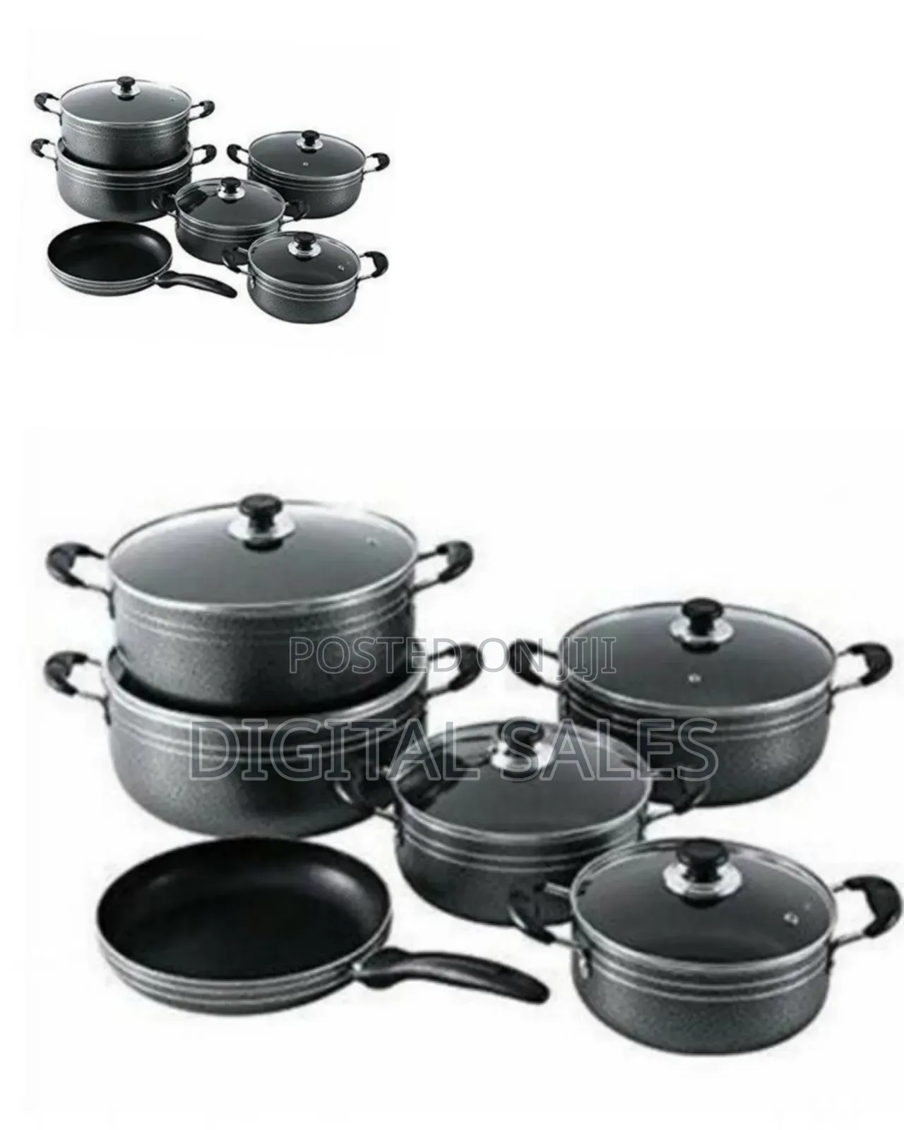 Tornado 11 Piece Non-Stick Saucepans Cookware Dishes Pots- Black
