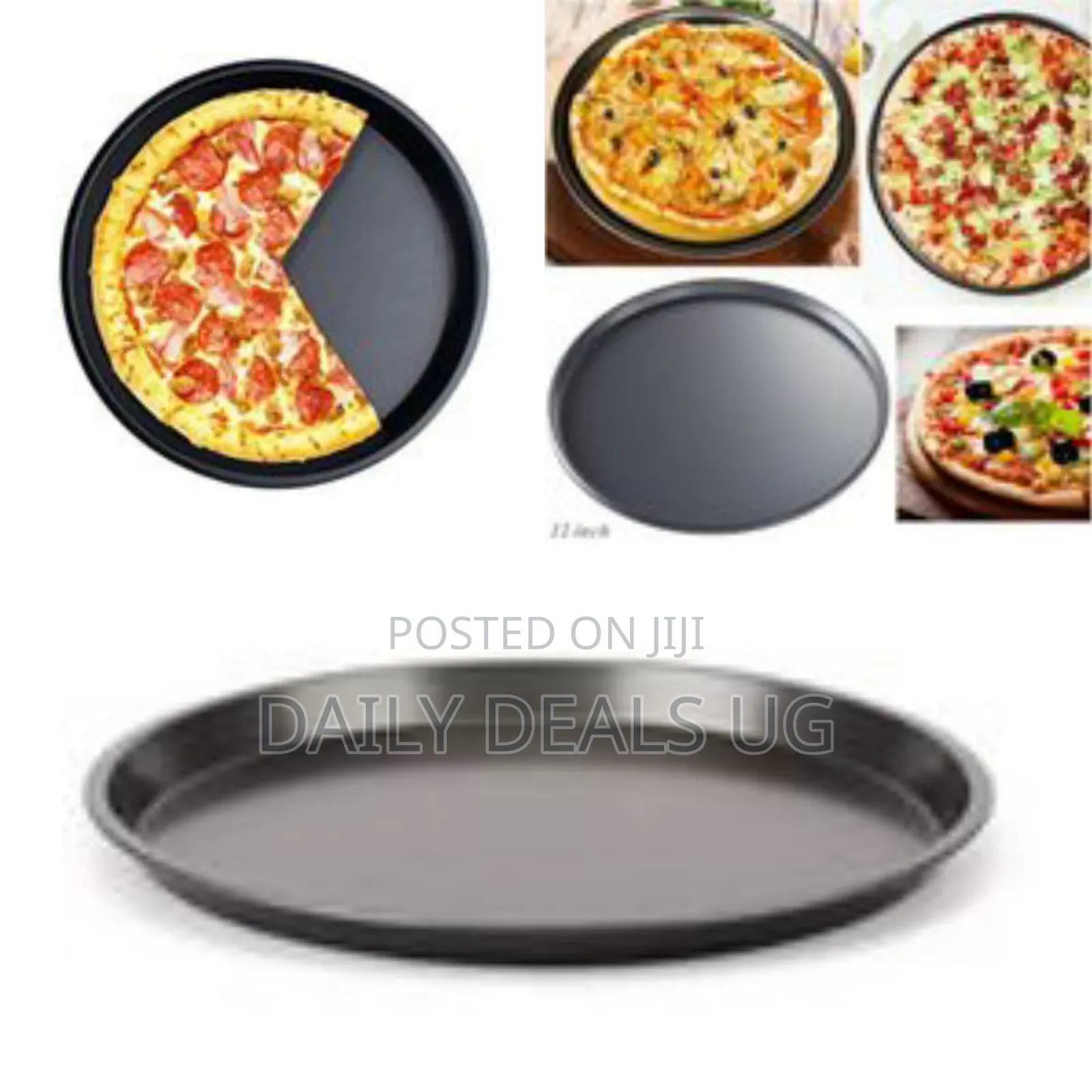Non-Stick Pizza Steel Baking Round Oven Tray Pan, 30cm -Black
