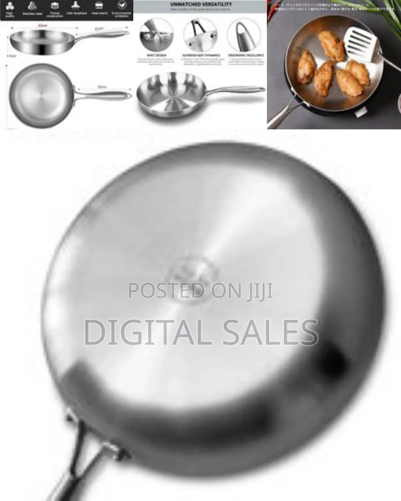 30cm Stainless Steel Uncoated Omelette Frying Pan, Frying Pan Skillet