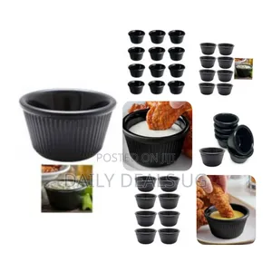 12 Pieces of Black Mini Ramekins Condiment Saucers Melamine