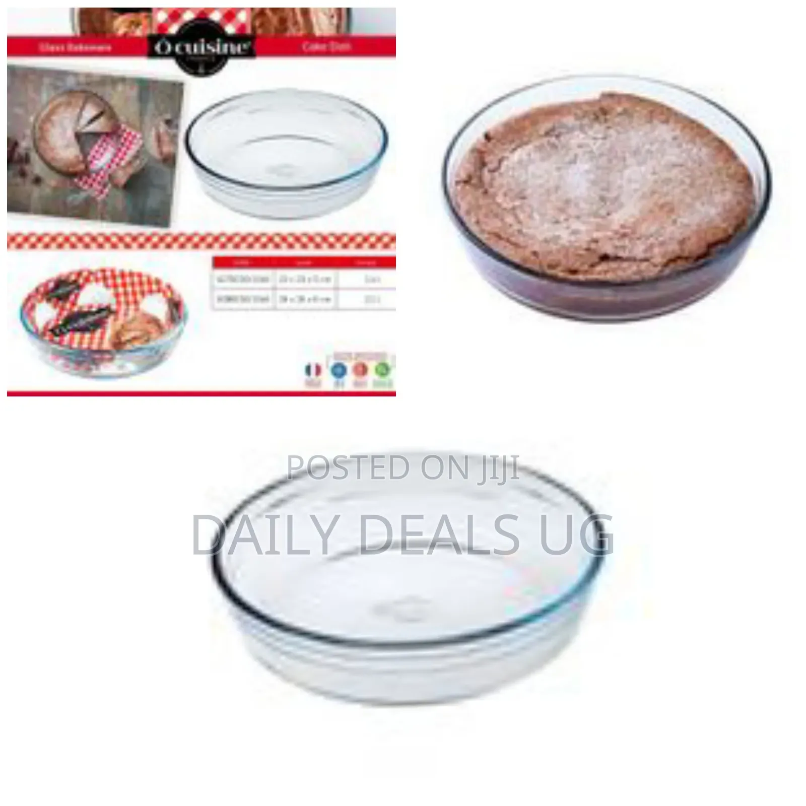 O Cuisine Round Glass Pie Cake Baking Mould Soup Plate Dish Pan 26cm