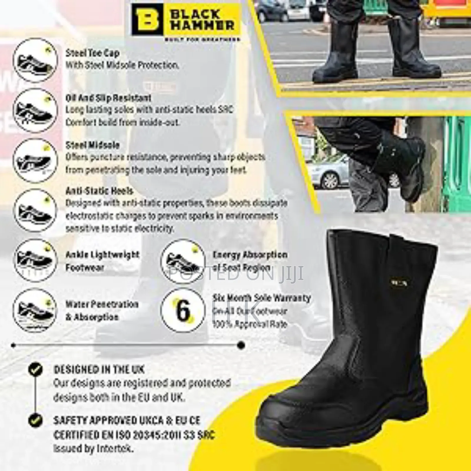 Black Hammer Rigger Boots For Men