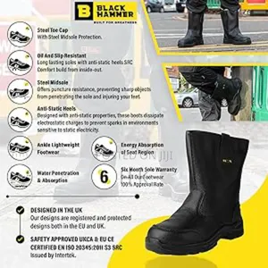 Black Hammer Rigger Boots For Men