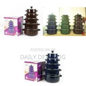 Set of 5 Enamel Casserole Sartin Cookware Pots Serving Dishes