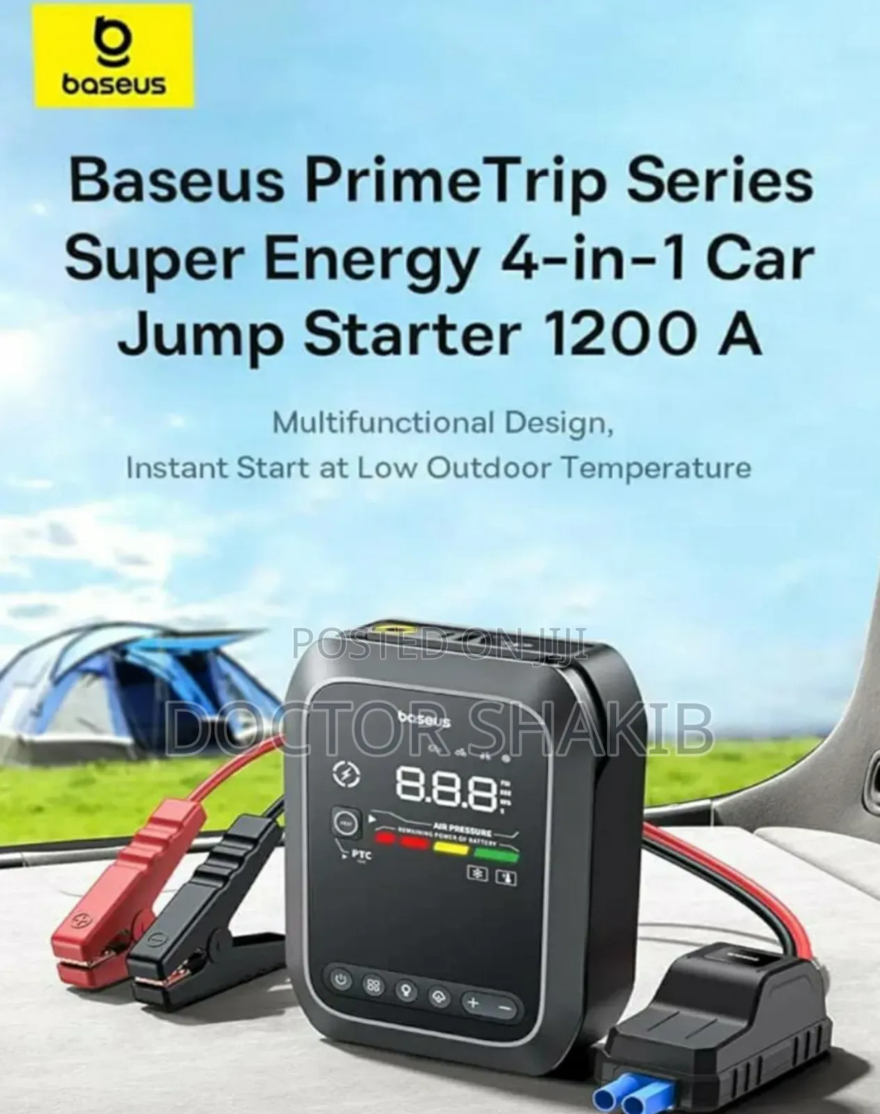 New Baseus 4-in-1 Car Jump Starter + Air Inflator + Torch + Powerbank