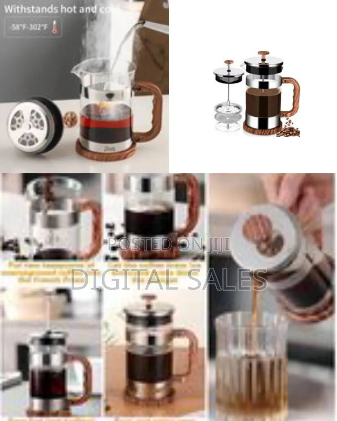 Haus Roland Glass Fench Press Coffee Maker With Stainless Steel