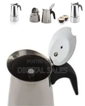 Espresso Maker Emilio for 6 Cups, Stainless Steel- Silver