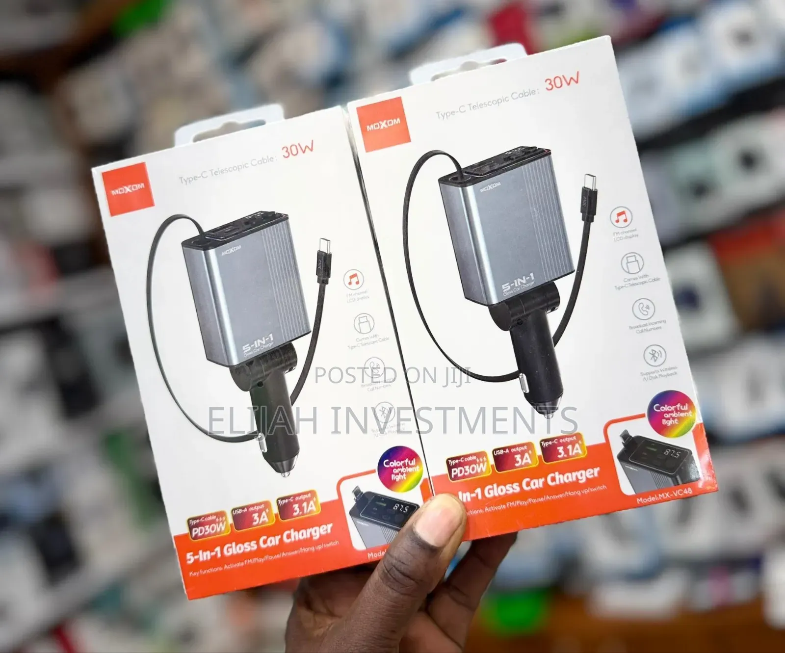 Moxom 5 in 1 Gloss Car Charger Mx-Vc48