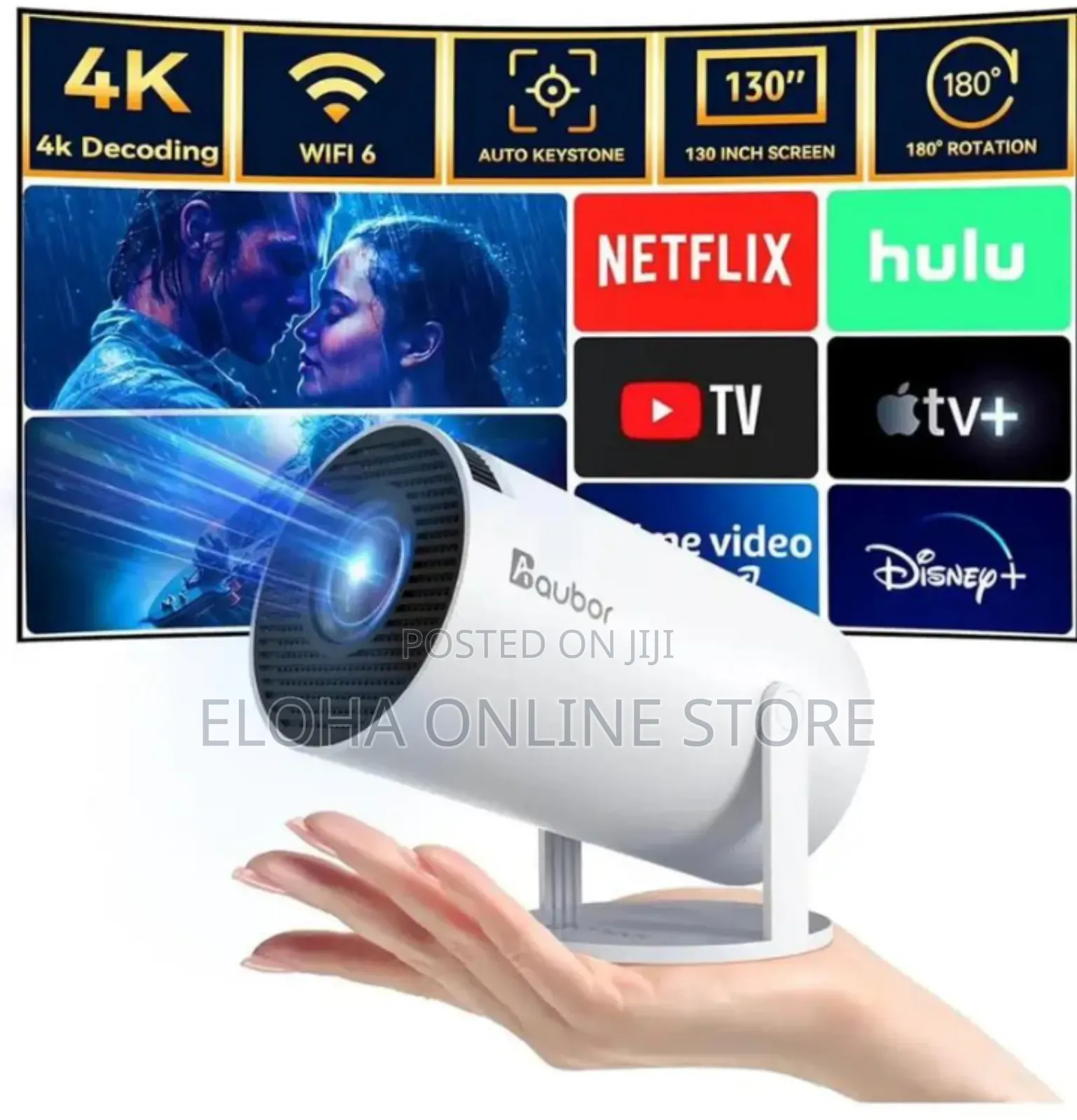 Portable Projector With Wifi 6 and Bluetooth 5.2