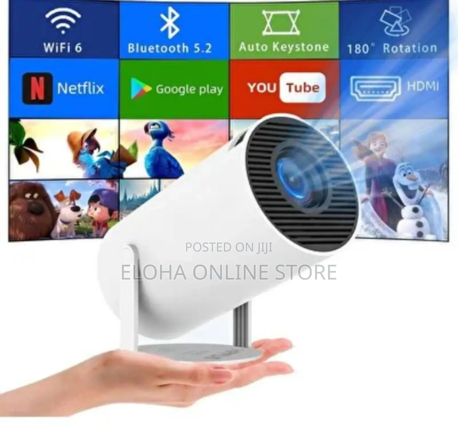 Portable Projector With Wifi 6 and Bluetooth 5.2