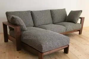 Rustic Low-Profile Wooden Frame Sofa