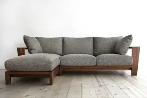 Rustic Low-Profile Wooden Frame Sofa