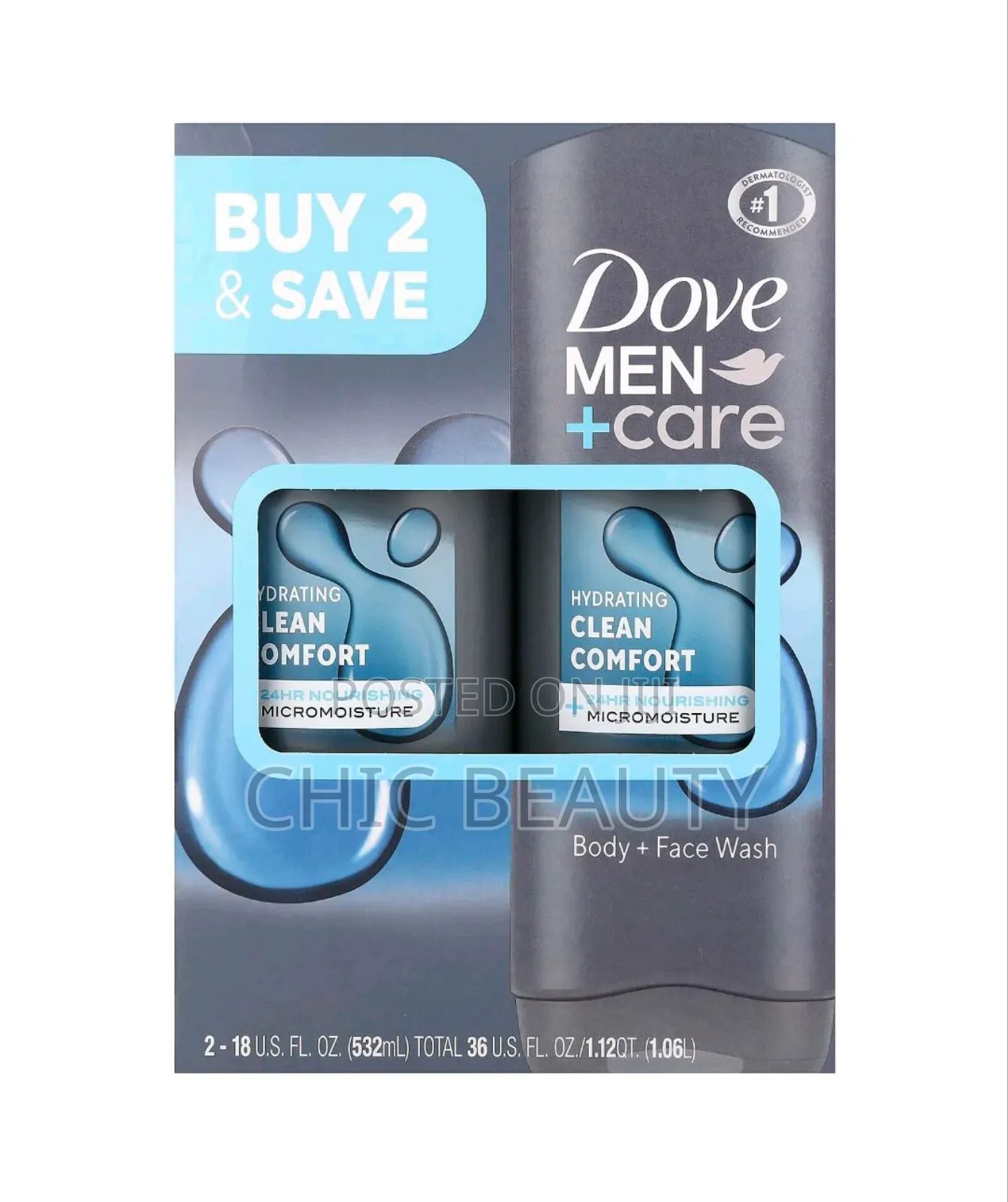 Dove Men + Care Hydrating Clean Comfort for Face and Body Wash 532ml