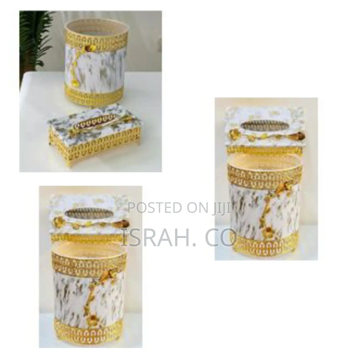 Premium Plastic Tissue Holder Box and Trash Bin Dustbin Set