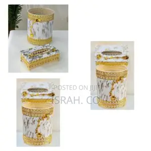 Premium Plastic Tissue Holder Box and Trash Bin Dustbin Set
