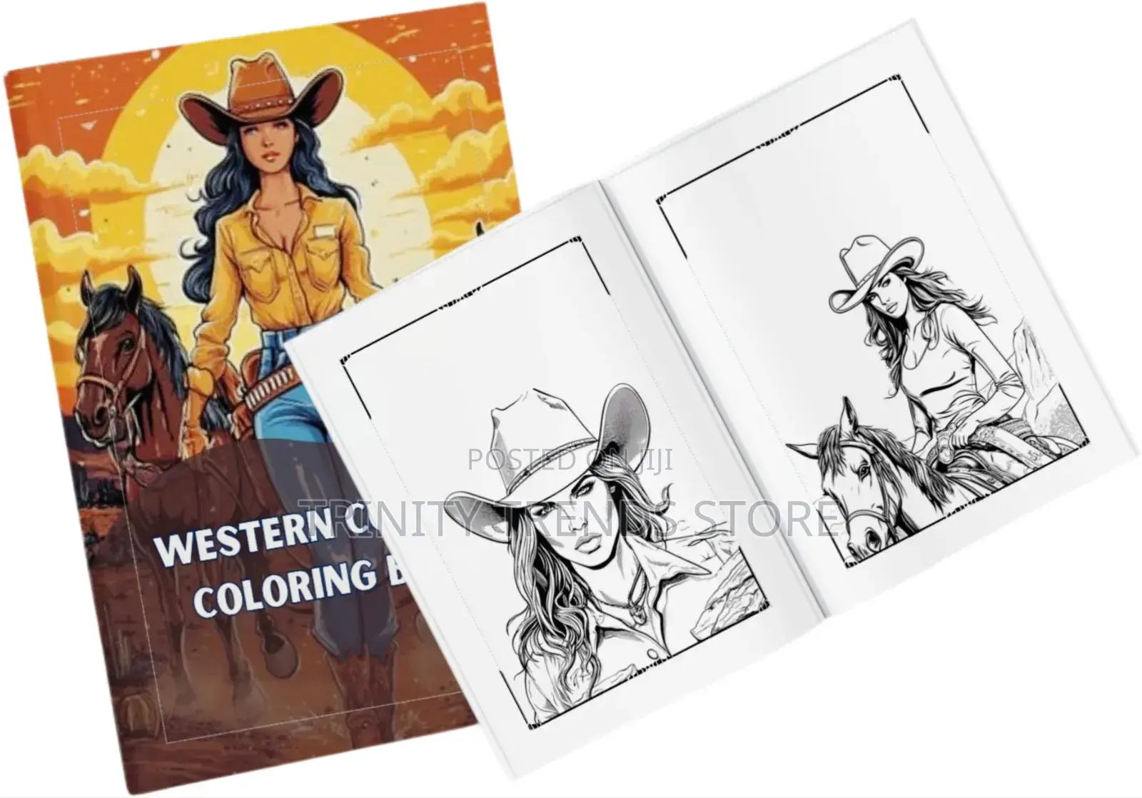 Western Cowgirl Coloring Book for Adults and Teens