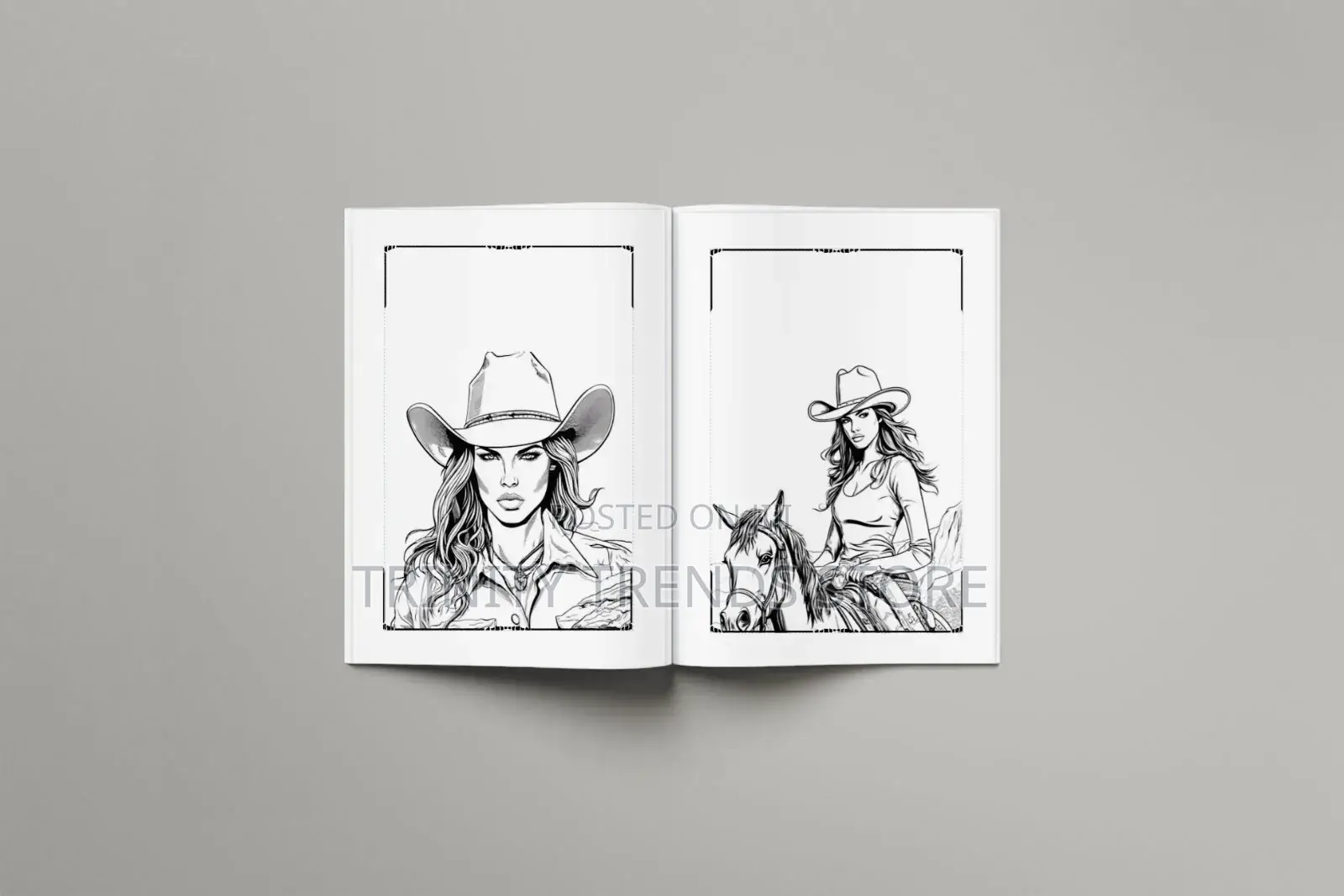 Western Cowgirl Coloring Book for Adults and Teens