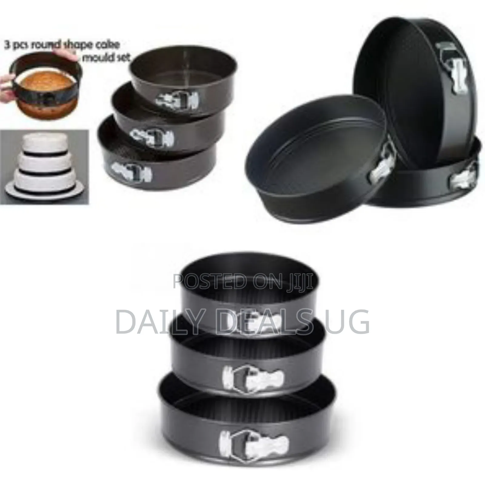 3 Pieces of Cake Mould Pans - Black