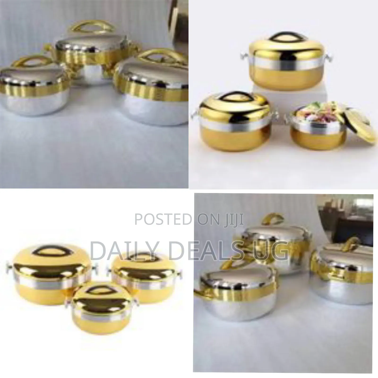 3pcs/ Set/1/ 2/3.5liter Thermal Insulated Food Warmer Gilded Lunch Box