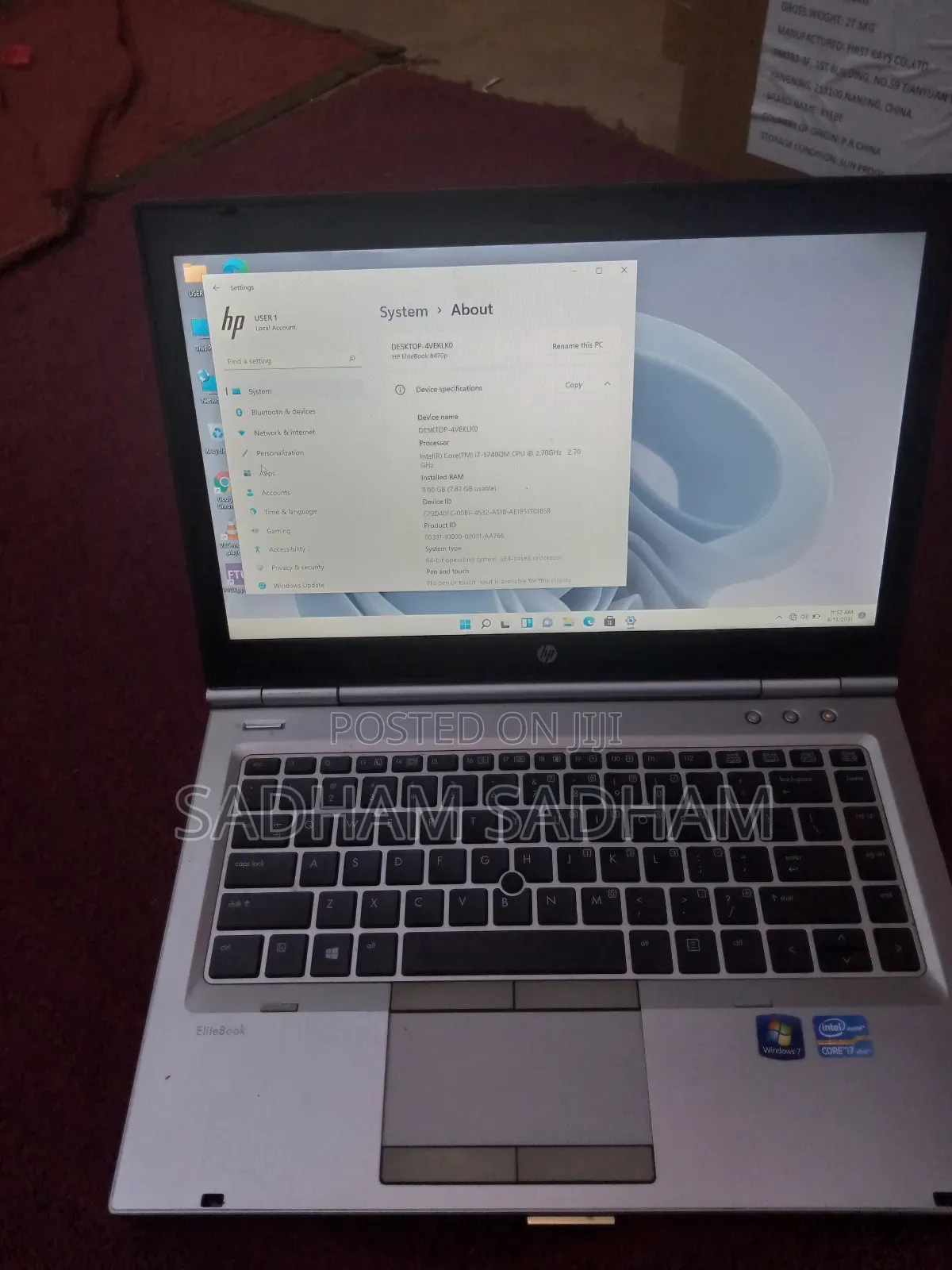 Laptop HP EliteBook 8470P 8GB Intel Core I7 HDD 320GB