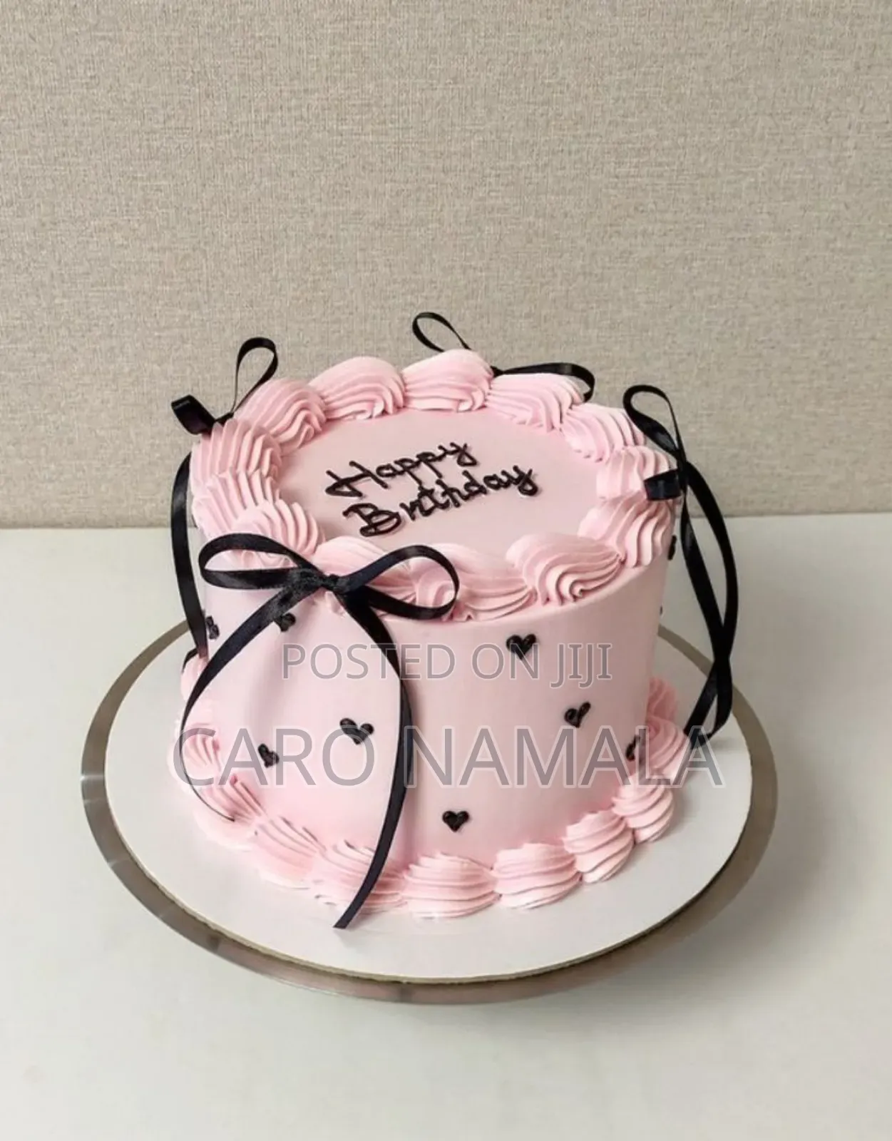 Pink and Black Cake for Photos