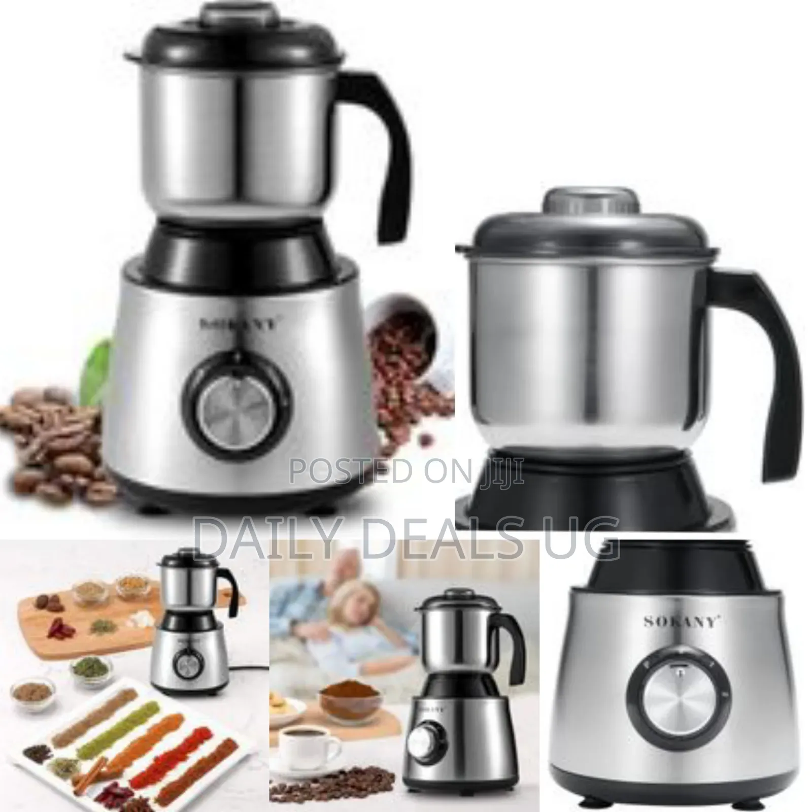 Sokany Electric Coffee Grinder Stainless Steel Brushed Detachable