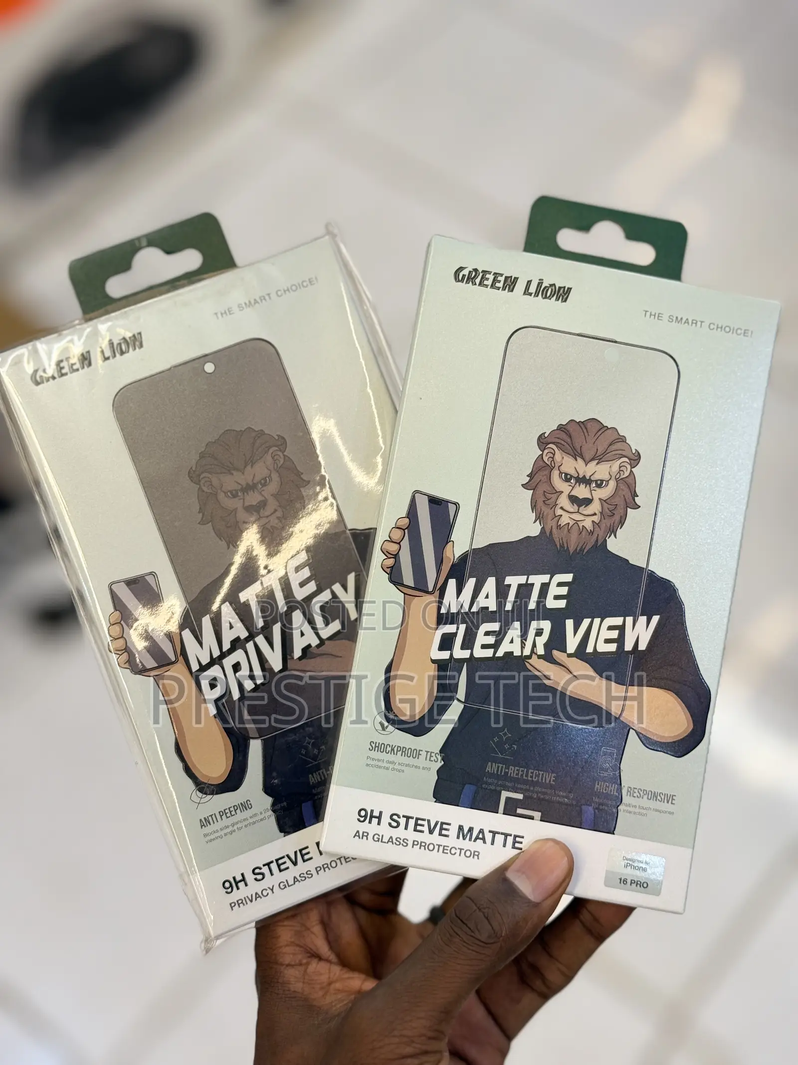 Green Lion Matte Screen Guards Both Clear & Privacy For iPhone 16 & 15