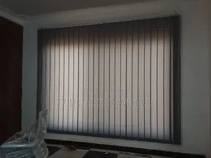Light Grey Vertical Blinds for Simple Office Space
