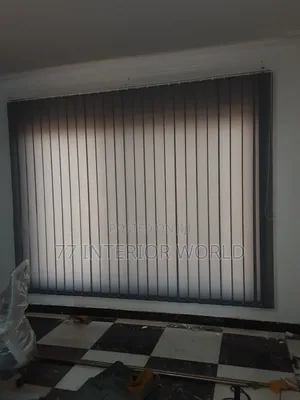Light Grey Vertical Blinds for Simple Office Space
