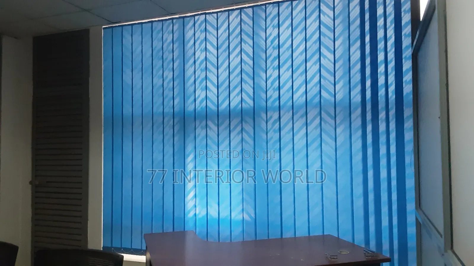 Stripe Blue Office Blinds