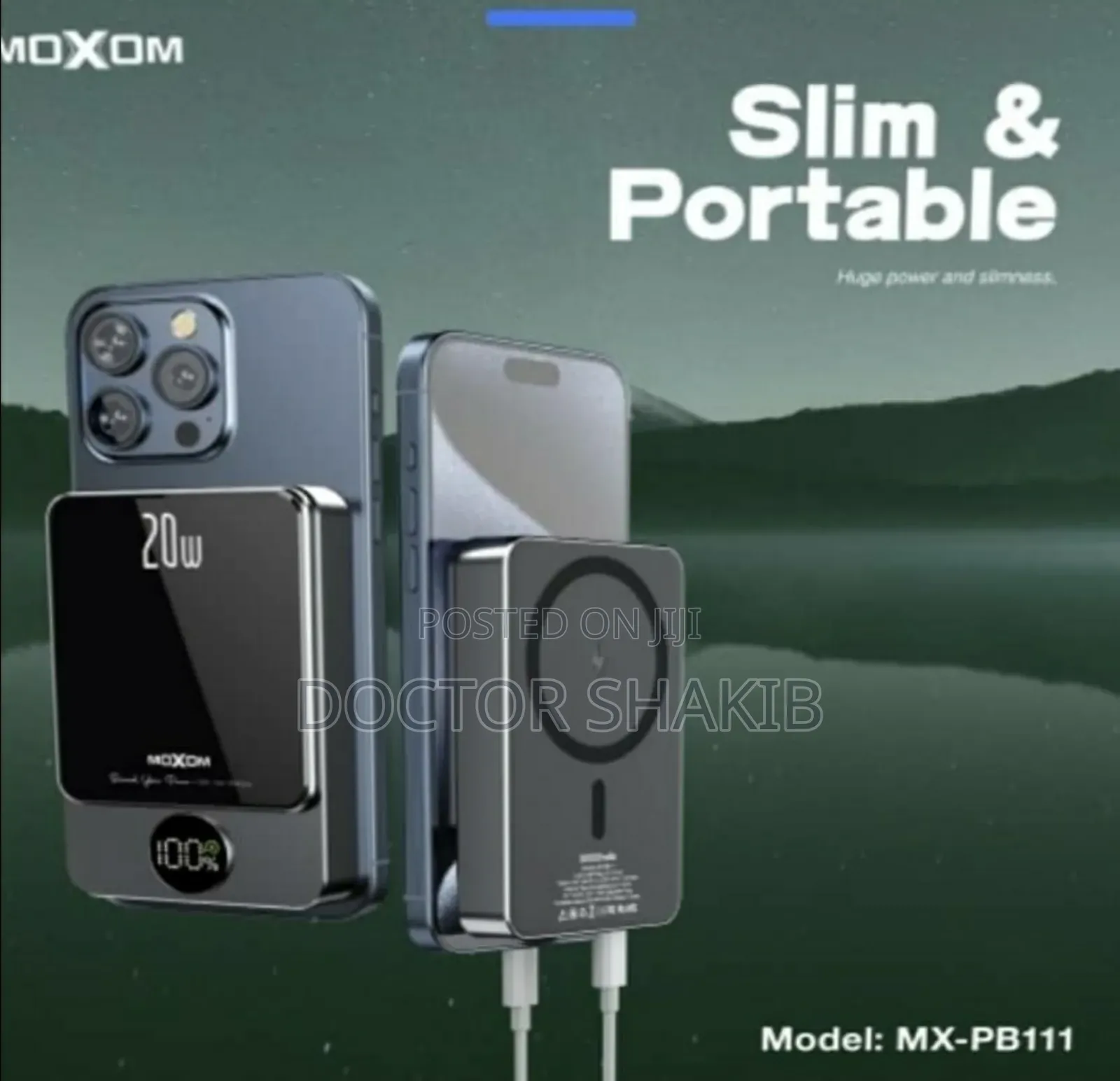 Original Moxom 10,000mah Wireless Magnetic Wired Power Bank