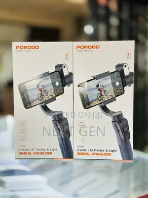 Porodo 3-Axis Ai Tracker Light Gimbal Stabilizer - Black